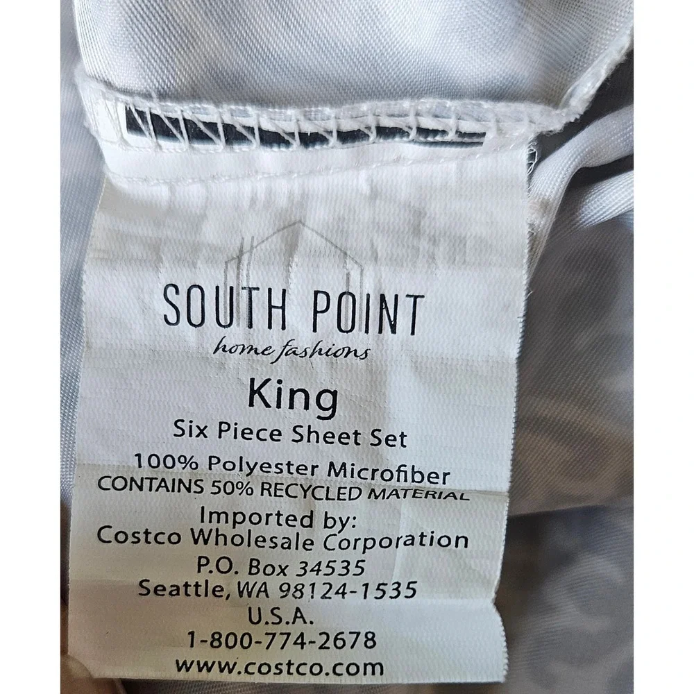 South Point Home Fashions King 3pc Damask Gray White Sheet Set, 1 Sham